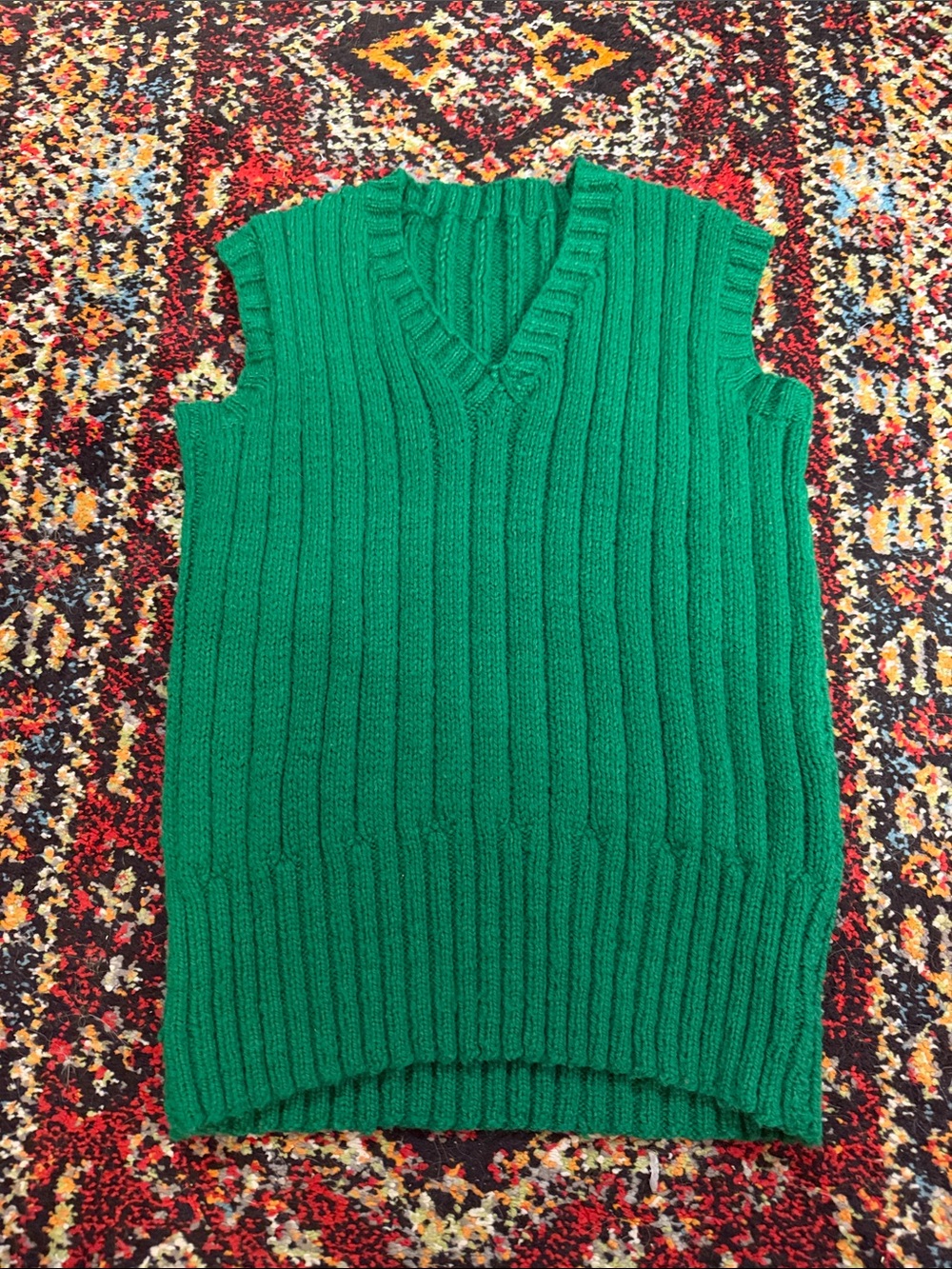 Green Ribbed V-Neck Sleeveless Sweater Vest Vintage